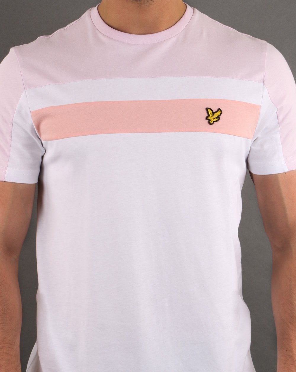 Lyle And Scott – T-Shirt mit Farbblockdesign in Weiß/Rosa
