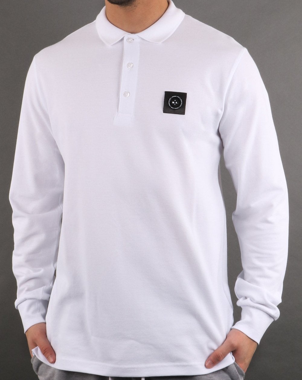 Marshall Artist Langarm-Poloshirt Weiß