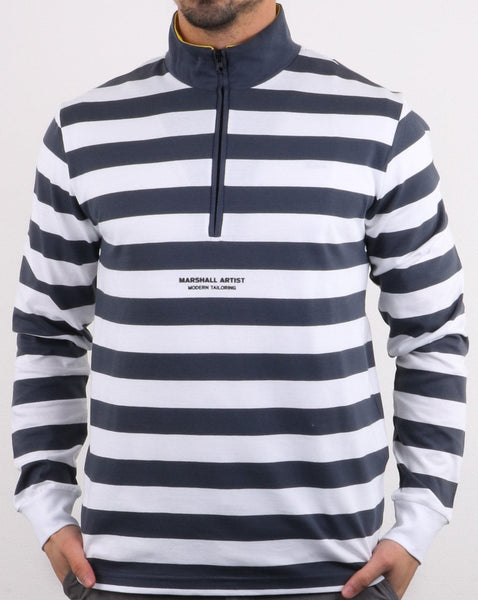 Marshall Artist Boating Stripe Funnel Neck Navy/white