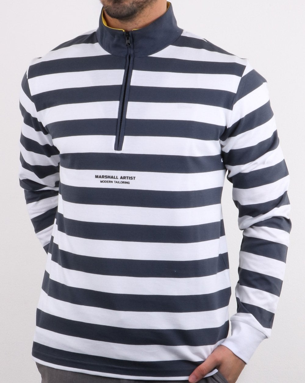 Marshall Artist Boating Stripe Funnel Neck Navy/white