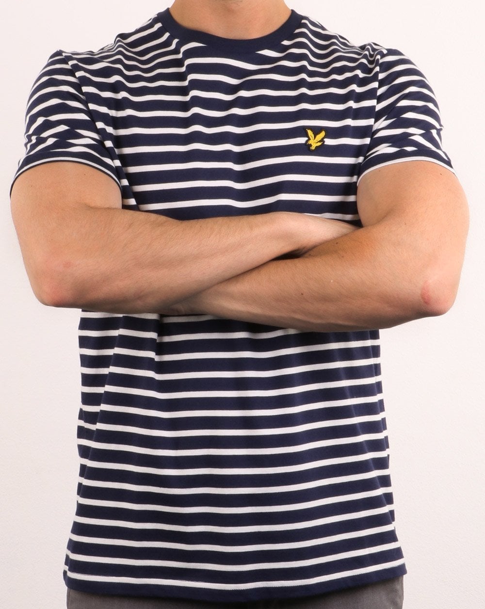 Lyle And Scott T-Shirt mit bretonischen Streifen, Marineblau/Weiß