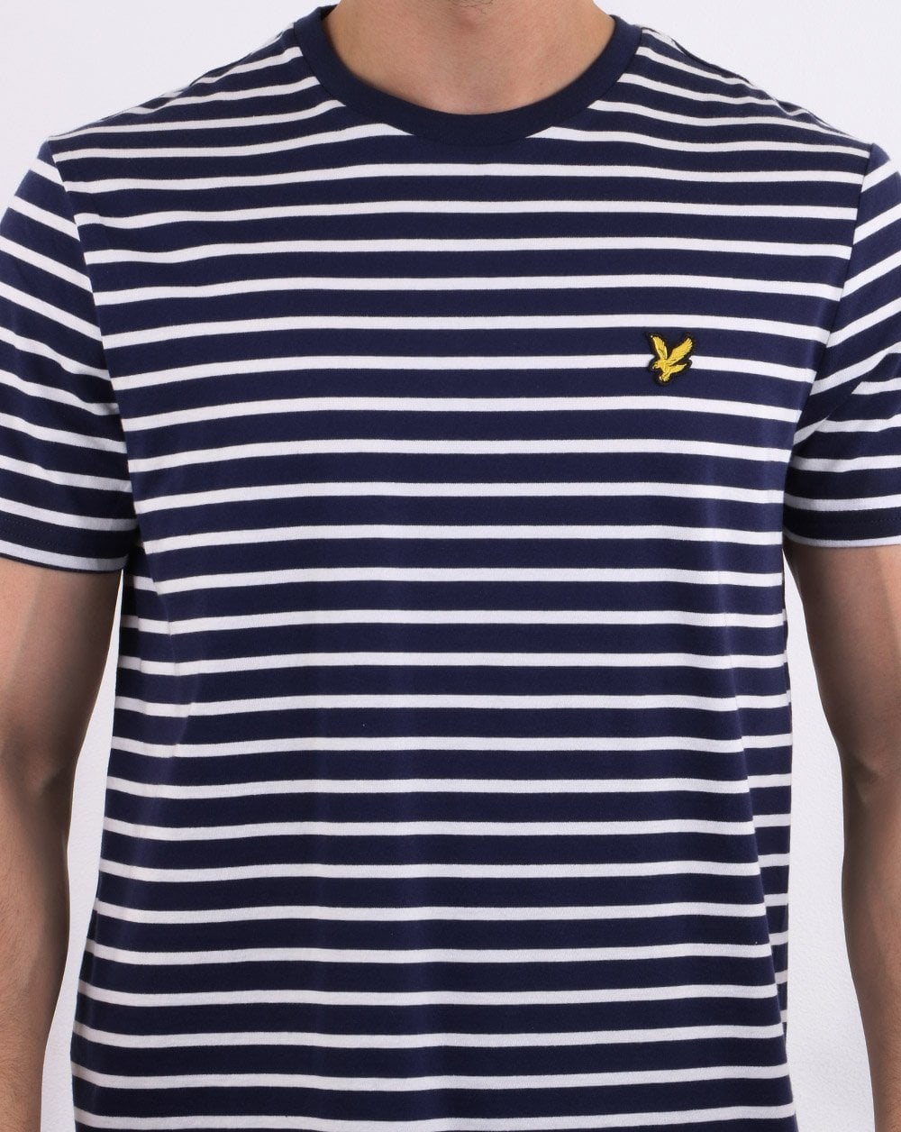 Lyle And Scott T-Shirt mit bretonischen Streifen, Marineblau/Weiß