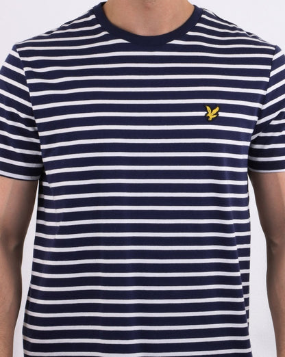 Lyle And Scott T-Shirt mit bretonischen Streifen, Marineblau/Weiß