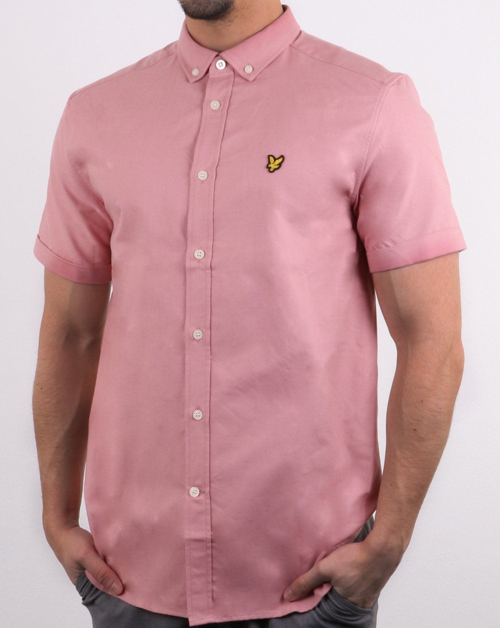 Lyle And Scott – Kurzärmliges Oxford-Hemd in Koralle