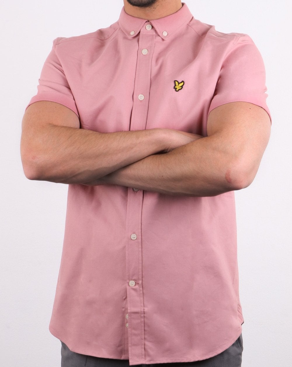 Lyle And Scott – Kurzärmliges Oxford-Hemd in Koralle