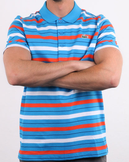 Lacoste Gestreiftes Poloshirt Blau/Weiß