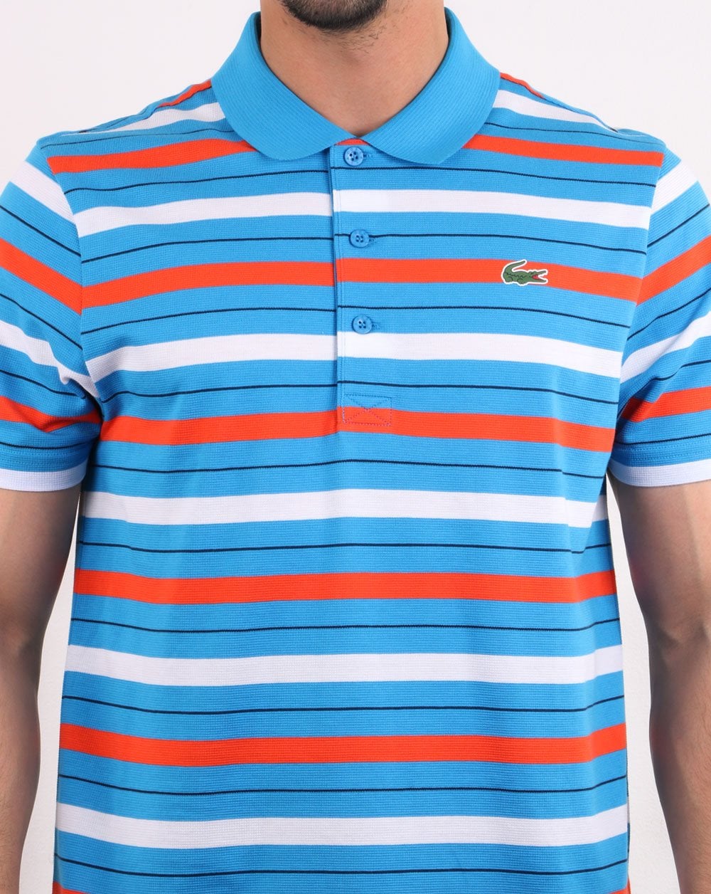 Lacoste Gestreiftes Poloshirt Blau/Weiß