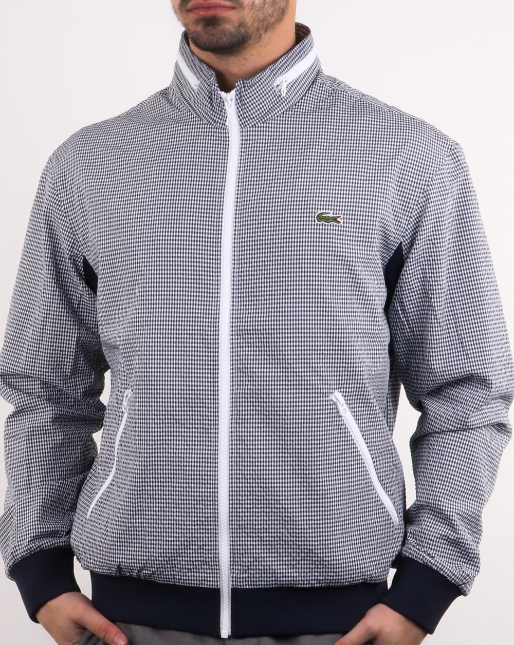 Lacoste Trichterkragenjacke Marineblau/Weiß