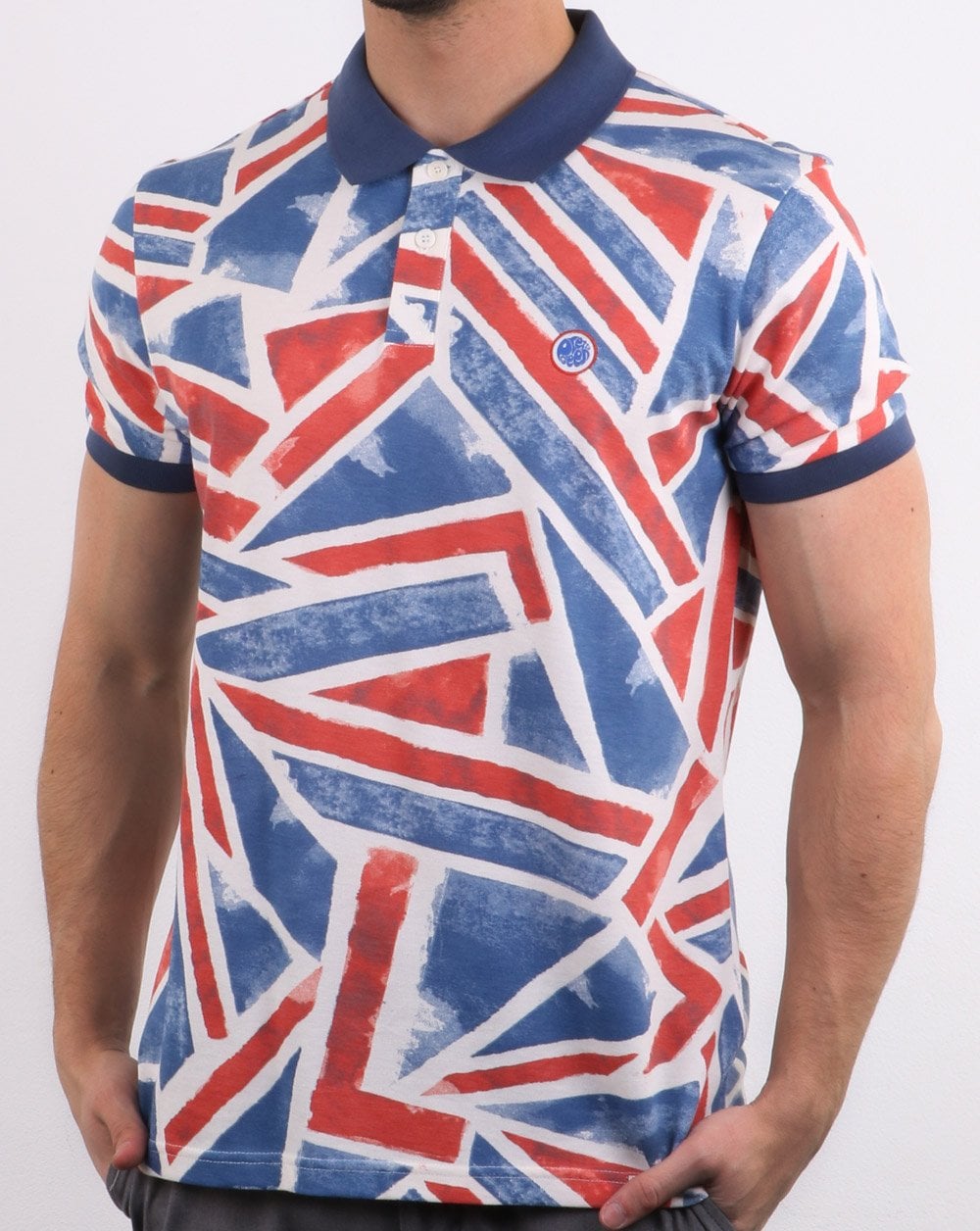 Pretty Green Poloshirt mit Union Jack-Print, Blau