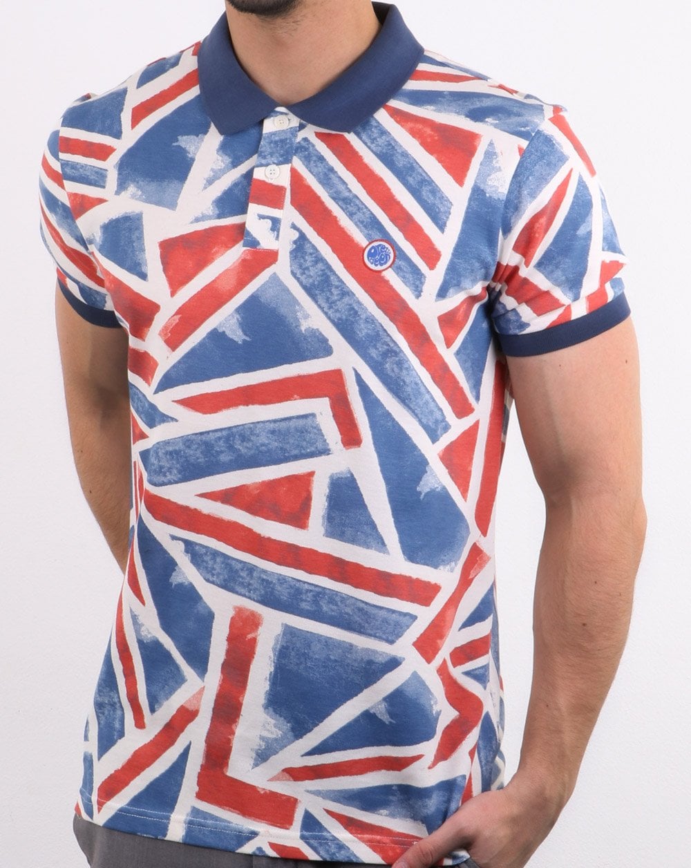 Pretty Green Poloshirt mit Union Jack-Print, Blau