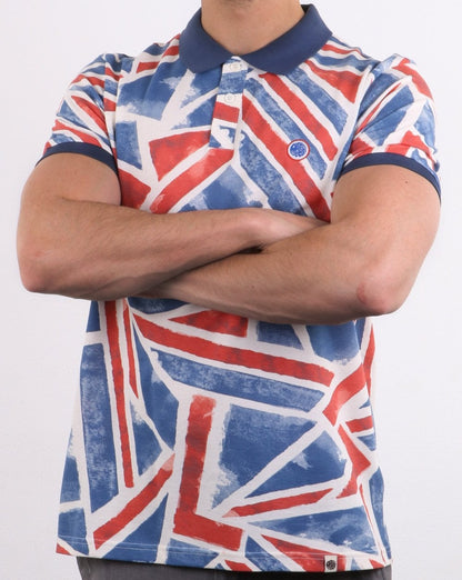 Pretty Green Poloshirt mit Union Jack-Print, Blau