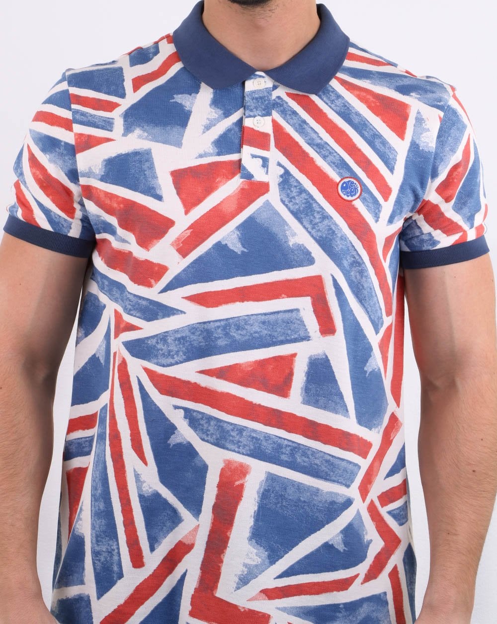 Pretty Green Poloshirt mit Union Jack-Print, Blau
