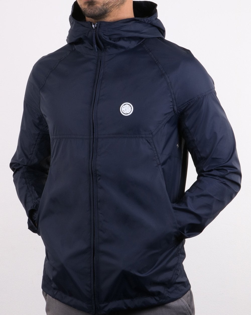 Pretty Green Lightweight Zip Up Hooded Jacket Navy