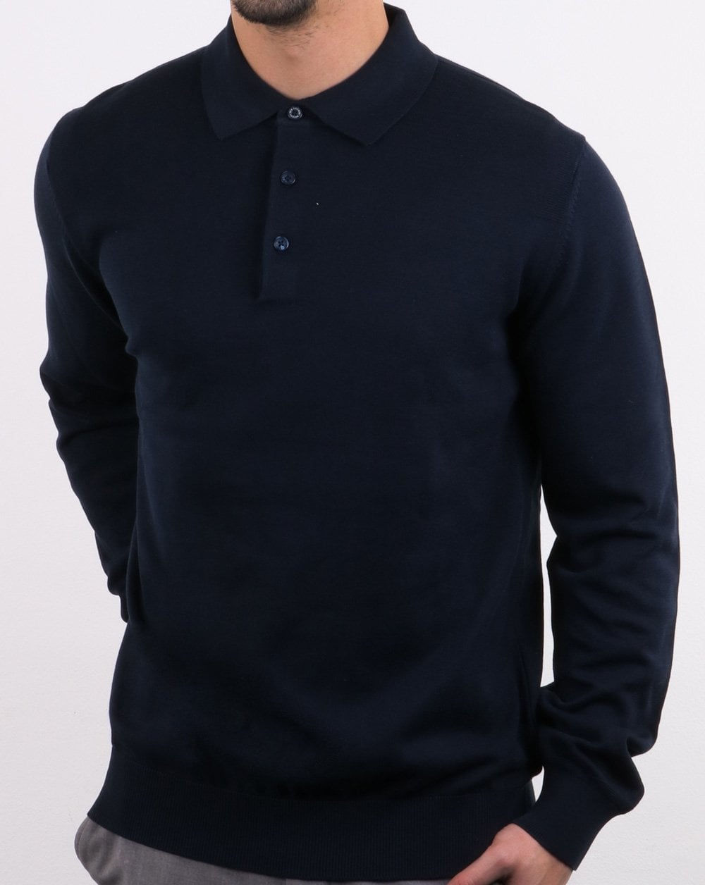 Ben Sherman LS Knitted Polo Navy