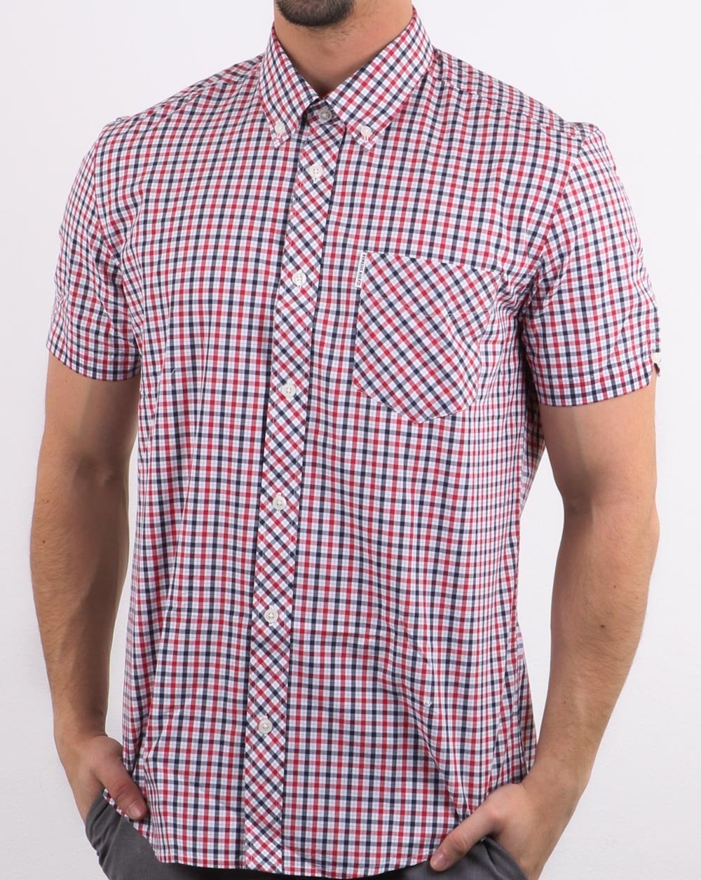 Ben Sherman House Check S/s Hemd Marineblau Rot
