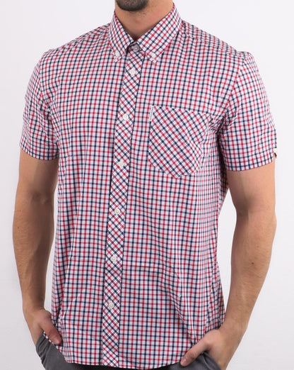 Ben Sherman House Check S/s Hemd Marineblau Rot