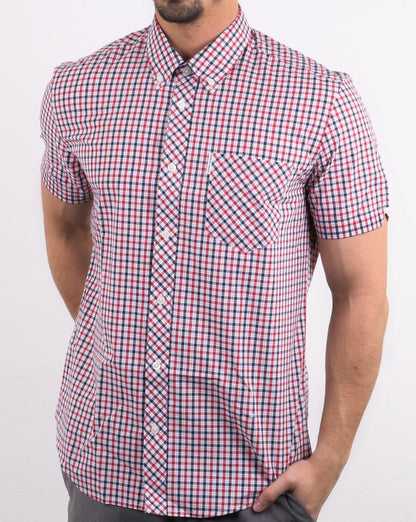 Ben Sherman House Check S/s Hemd Marineblau Rot