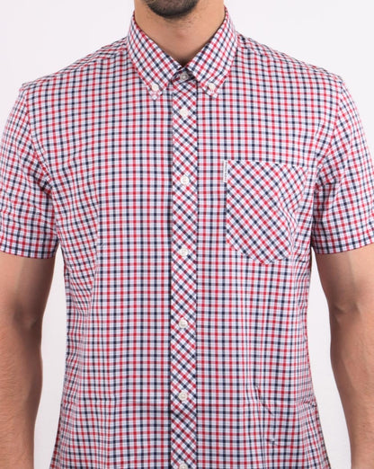 Ben Sherman House Check S/s Hemd Marineblau Rot