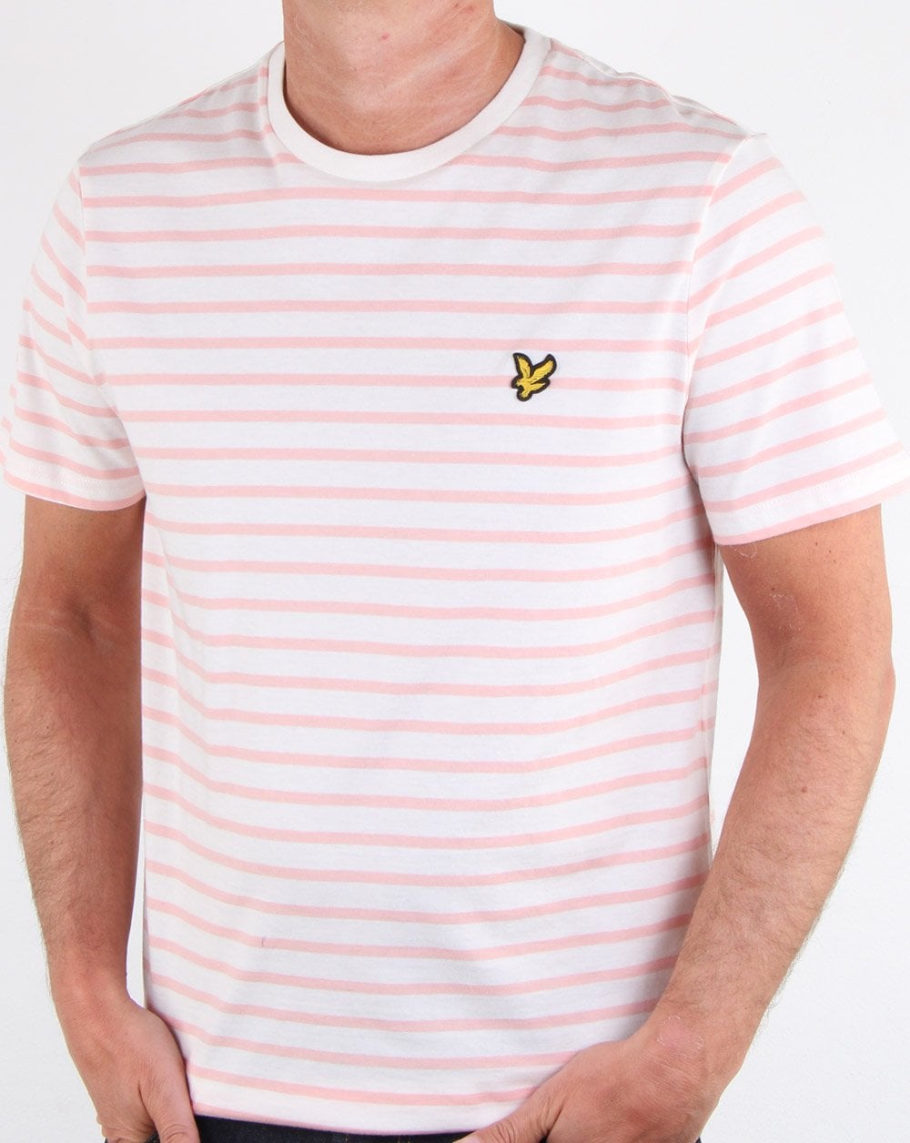 Lyle And Scott T-Shirt mit bretonischen Streifen in Weiß/Rosa
