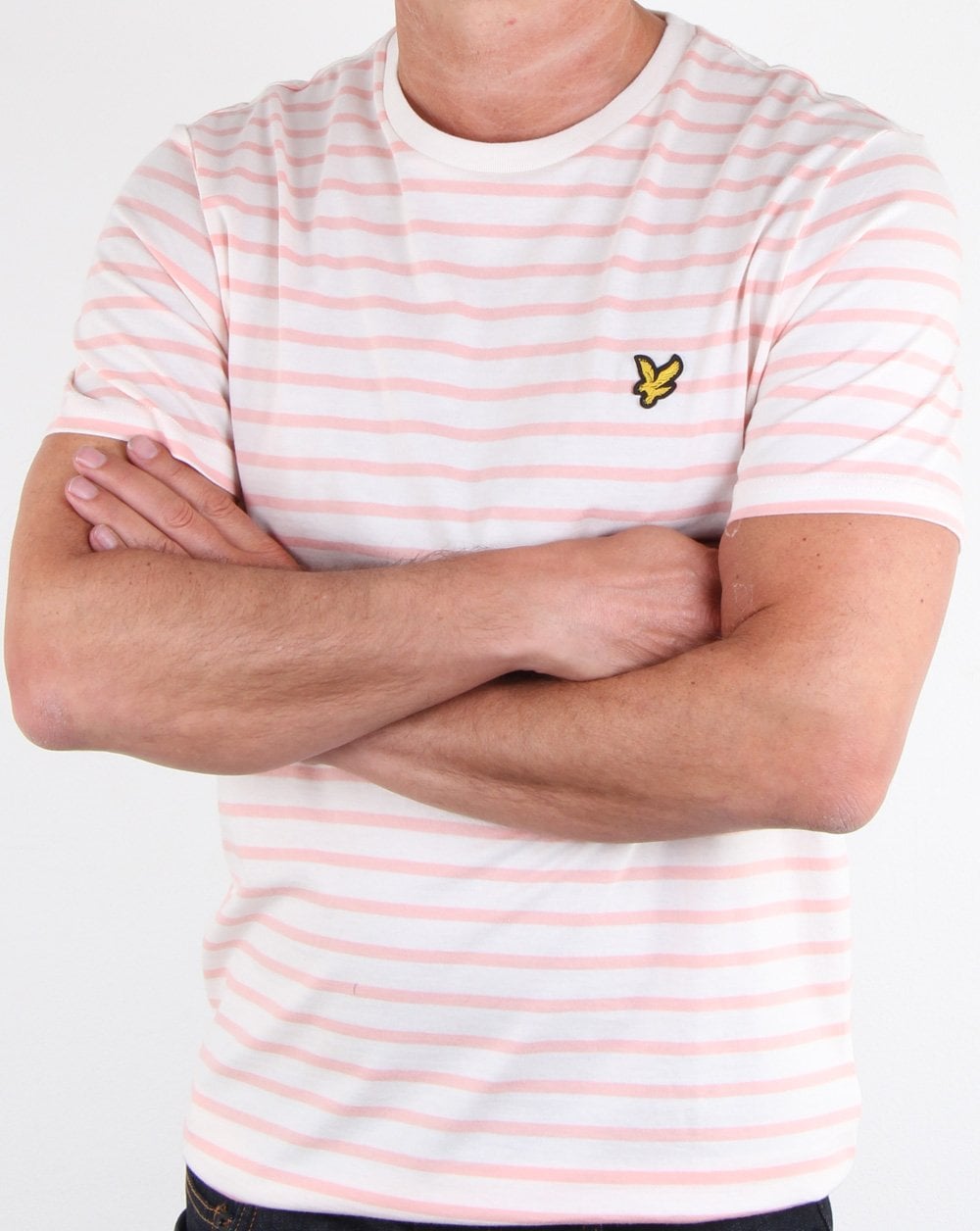 Lyle And Scott T-Shirt mit bretonischen Streifen in Weiß/Rosa