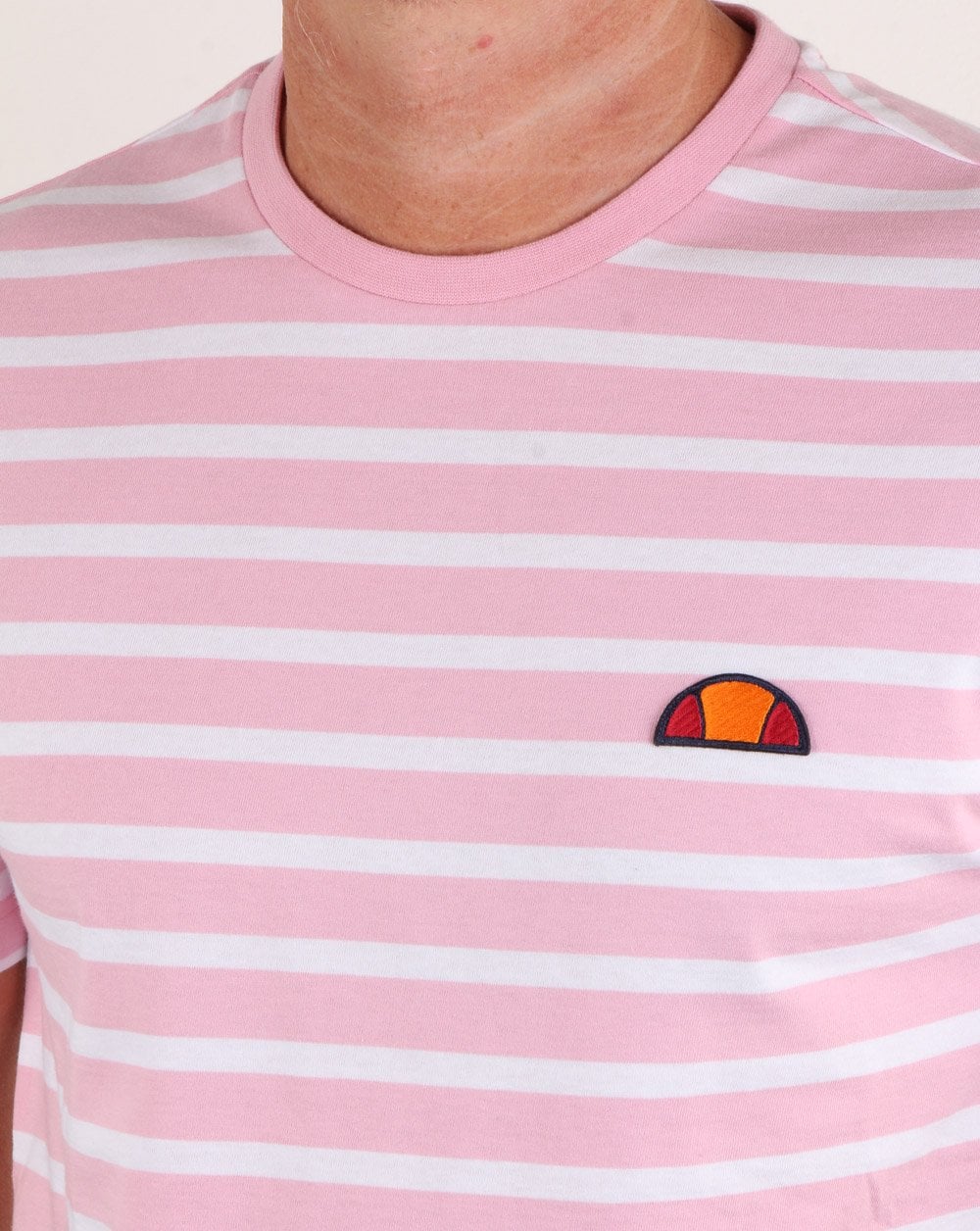 Ellesse – Gestreiftes T-Shirt in Hellrosa