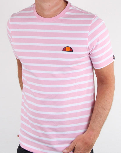 Ellesse – Gestreiftes T-Shirt in Hellrosa