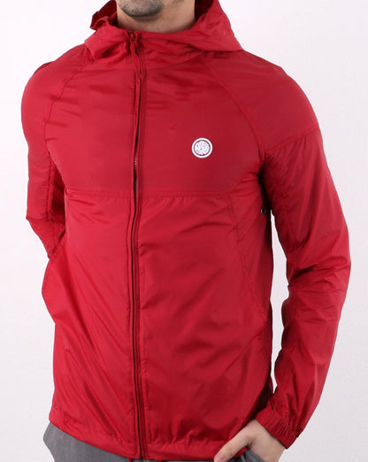 Pretty Green Leichte Kapuzenjacke mit Reißverschluss in Rot