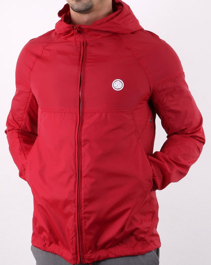 Pretty Green Leichte Kapuzenjacke mit Reißverschluss in Rot