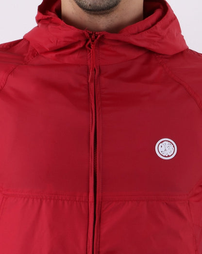 Pretty Green Leichte Kapuzenjacke mit Reißverschluss in Rot