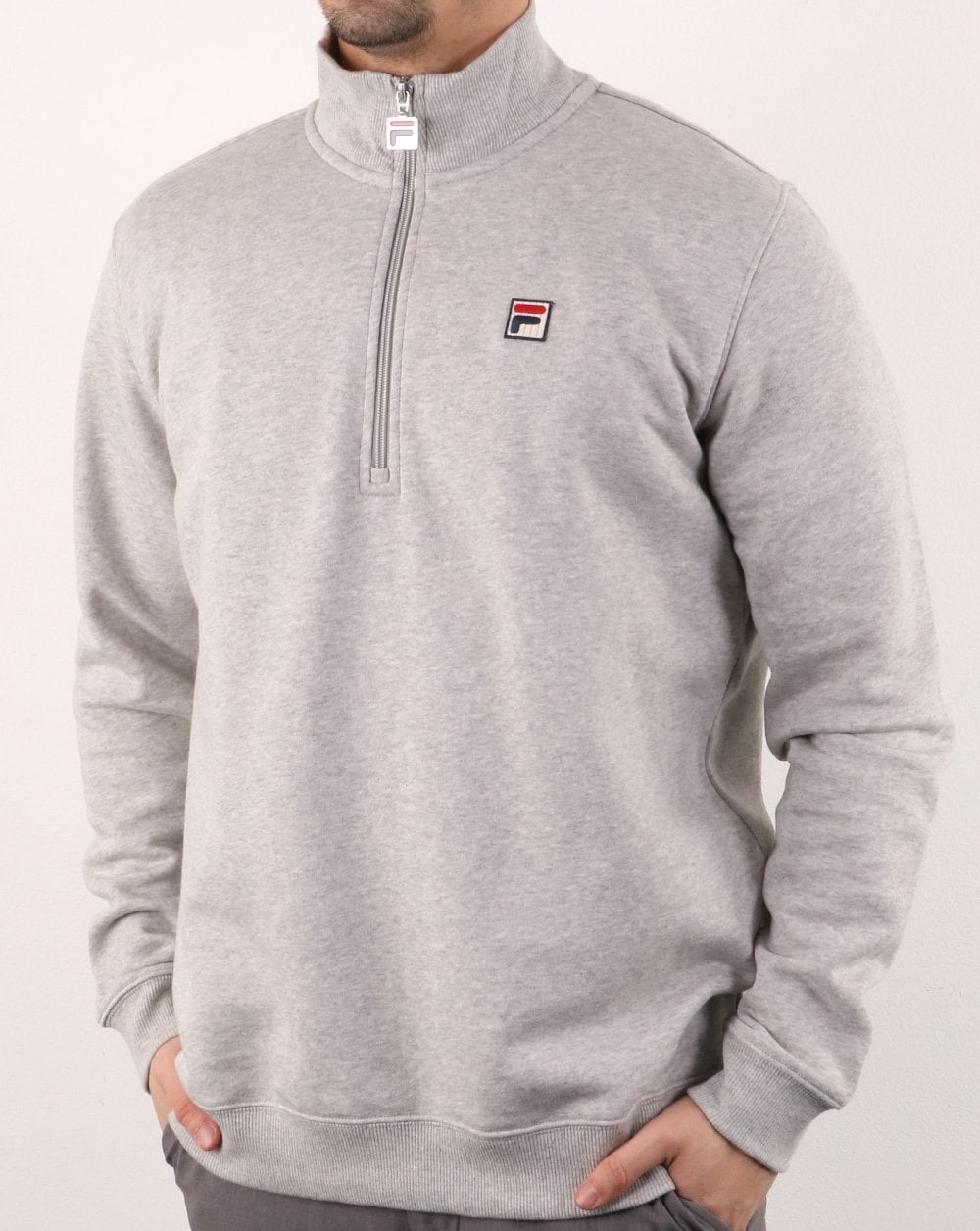 Fila Vintage Palermo Sweatshirt mit Reißverschluss, Hellgrau meliert