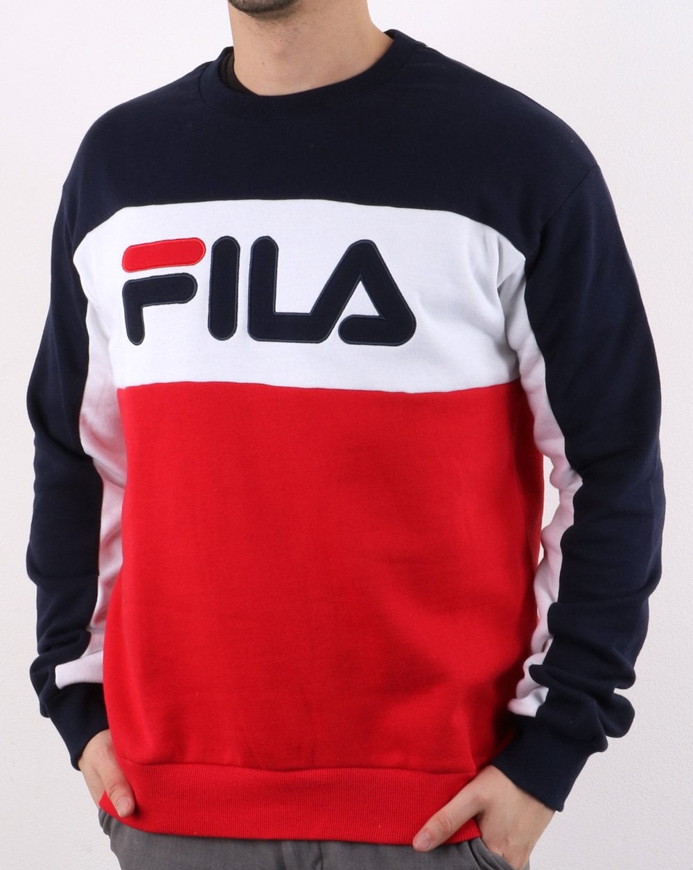 Fila Logo Vintage Brock Sweatshirt Navy Red white
