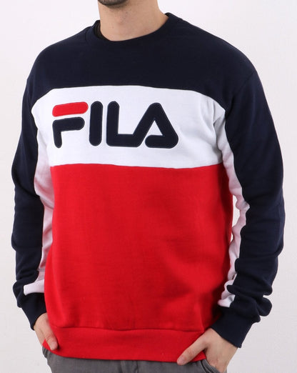 Fila Logo Vintage Brock Sweatshirt Marineblau Rot Weiß