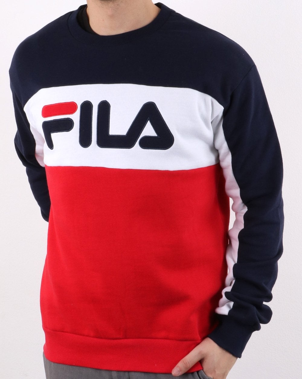 Fila Logo Vintage Brock Sweatshirt Navy Red white