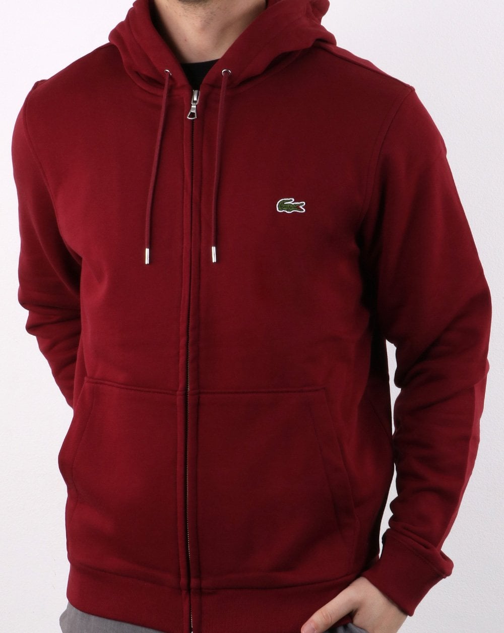Lacoste – Sweatshirt mit durchgehendem Reißverschluss und Kapuze, Dunkelrot