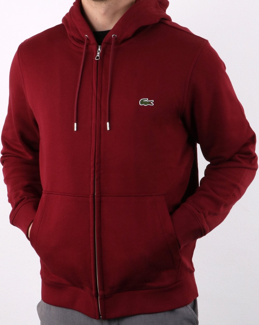 Lacoste – Sweatshirt mit durchgehendem Reißverschluss und Kapuze, Dunkelrot