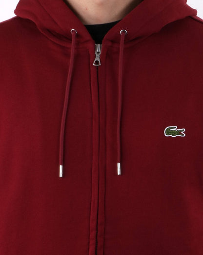Lacoste – Sweatshirt mit durchgehendem Reißverschluss und Kapuze, Dunkelrot