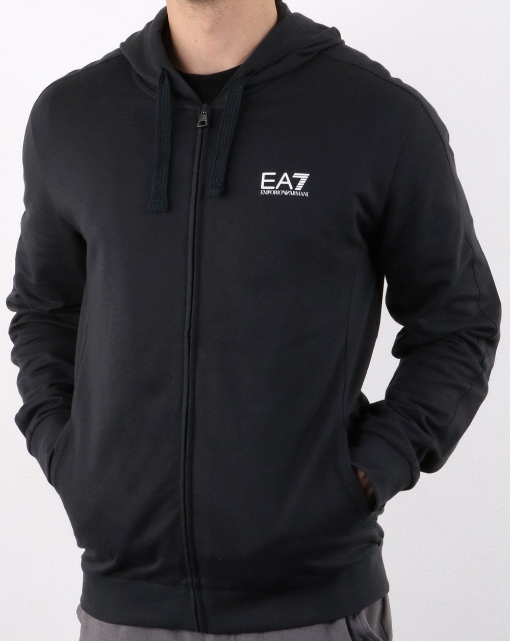 Emporio Armani – EA7 – Core-Logo-Kapuzensweatshirt in Marineblau