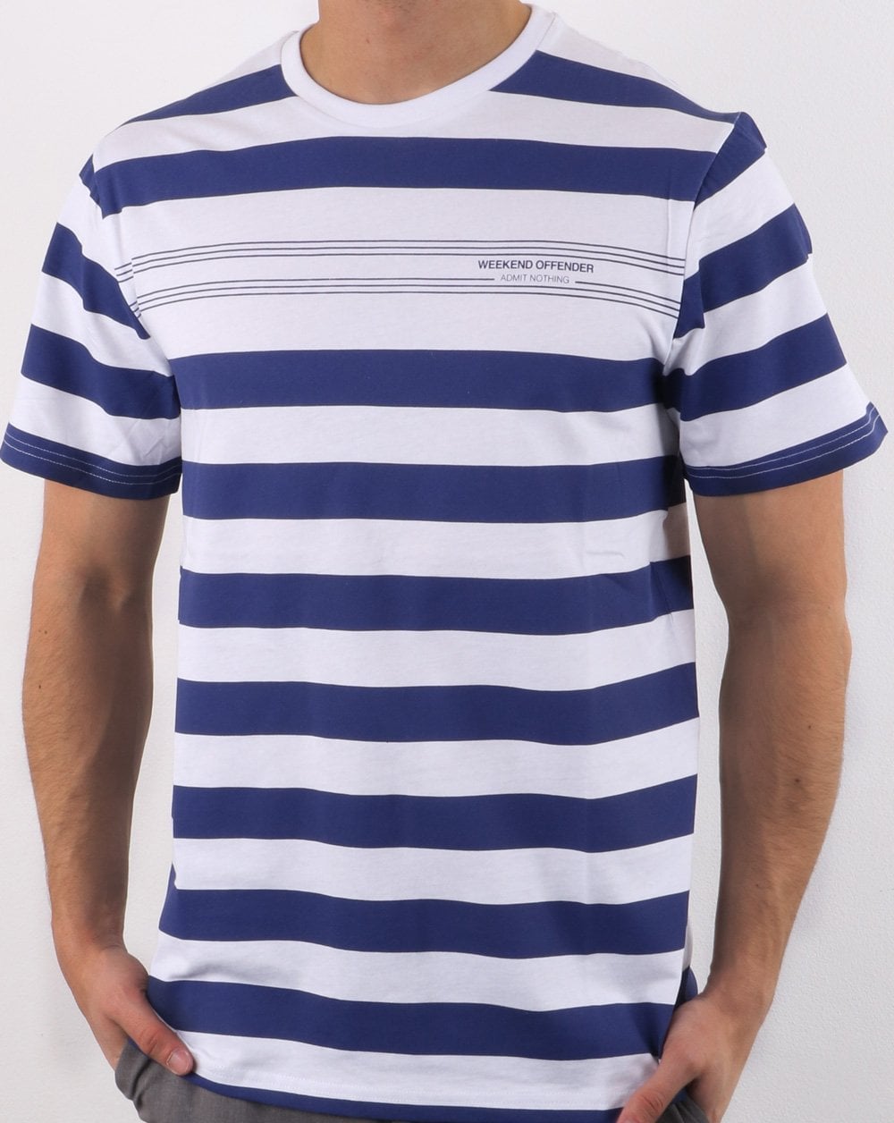 Weekend Offender Streifen T-Shirt Weiß