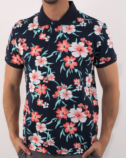 Gant – Piqué-Poloshirt mit durchgehendem Blumenmuster