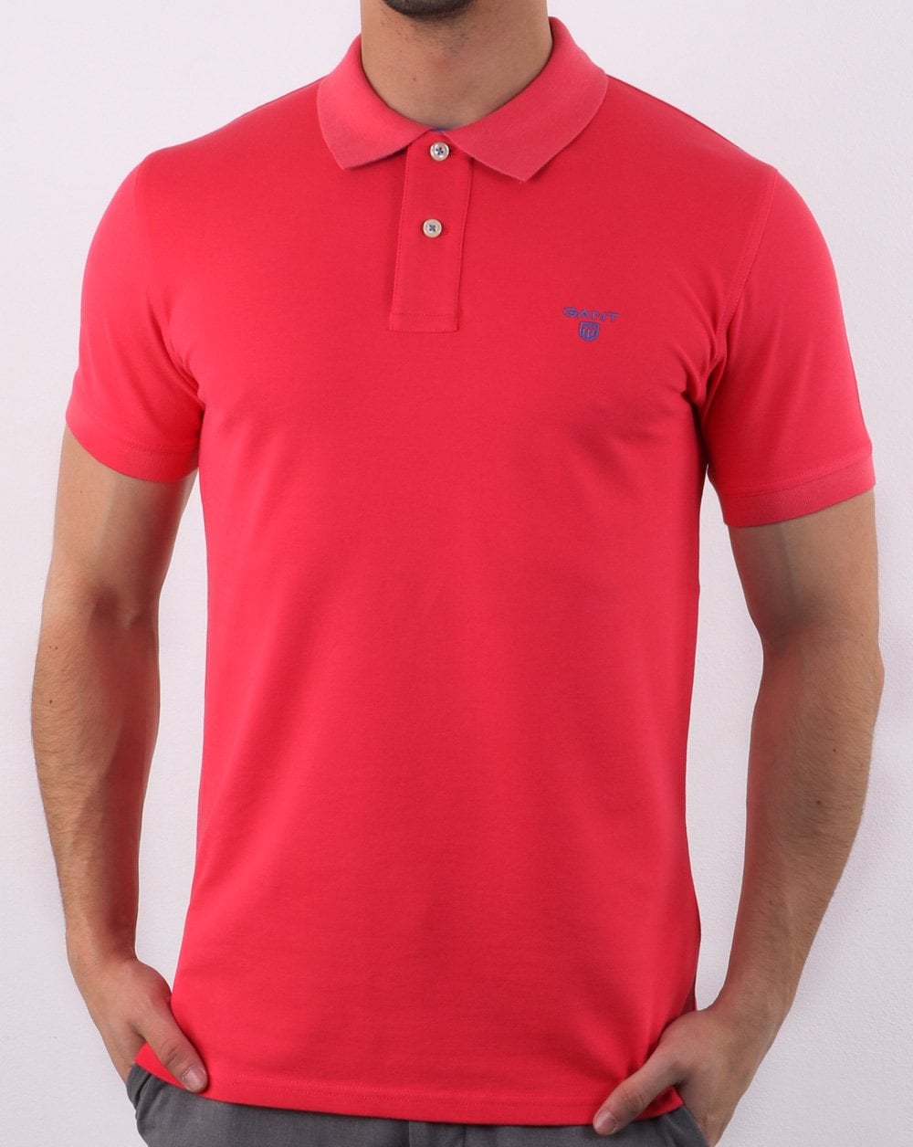 Gant Poloshirt mit Kontrastkragen, Fuscha Pink