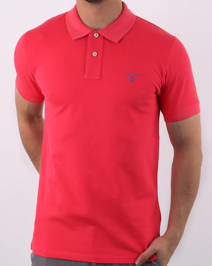 Gant Poloshirt mit Kontrastkragen, Fuscha Pink