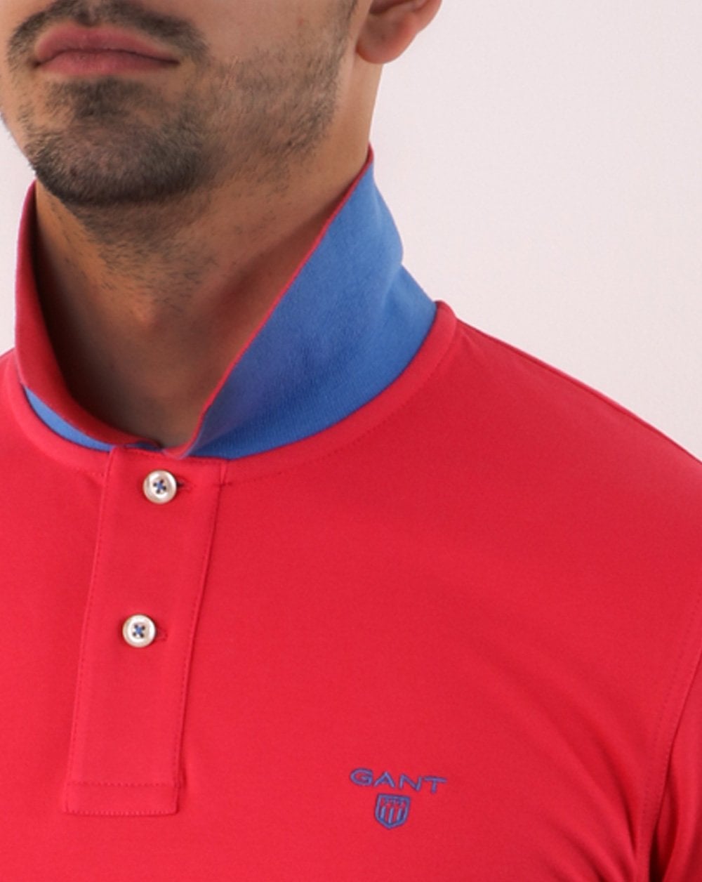 Gant Poloshirt mit Kontrastkragen, Fuscha Pink