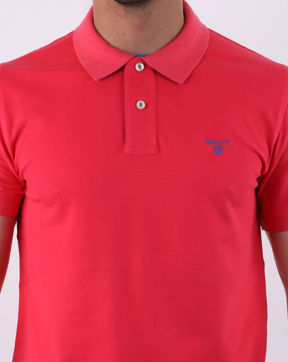Gant Contrast Collar Polo Shirt Fuscha Pink