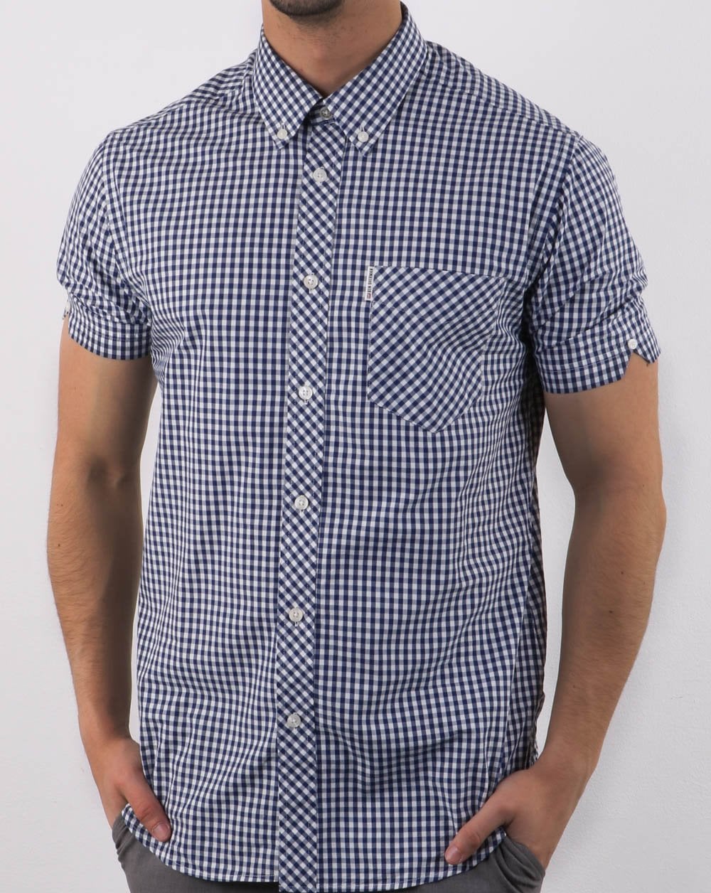 Ben Sherman Gingham Short Sleeve Shirt Dark Blue