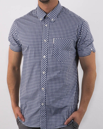 Ben Sherman – Gingham-Kurzarmhemd Dunkelblau