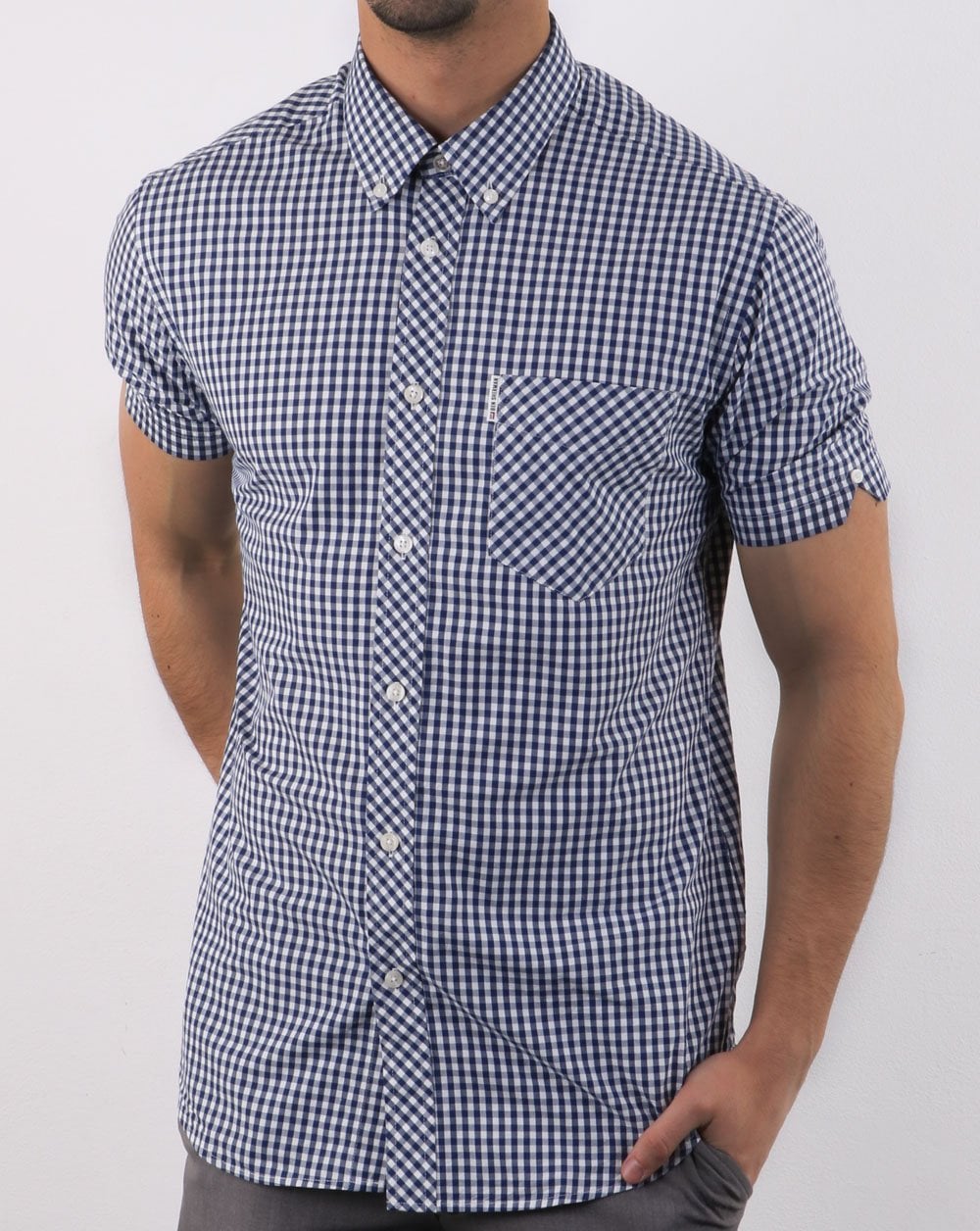 Ben Sherman – Gingham-Kurzarmhemd Dunkelblau