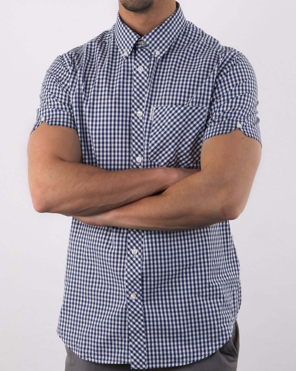 Ben Sherman – Gingham-Kurzarmhemd Dunkelblau