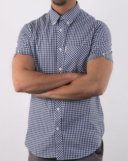 Ben Sherman – Gingham-Kurzarmhemd Dunkelblau