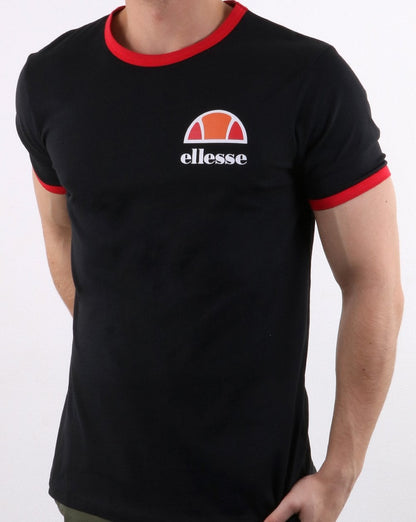 Ellesse – Ringer-T-Shirt in Schwarz