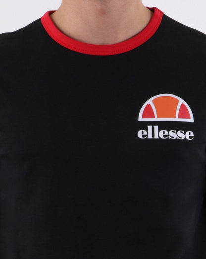 Ellesse – Ringer-T-Shirt in Schwarz